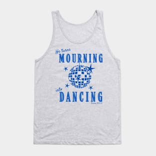 Christian Mourning into Dancing Blue Monochrome Retro Disco Design Tank Top